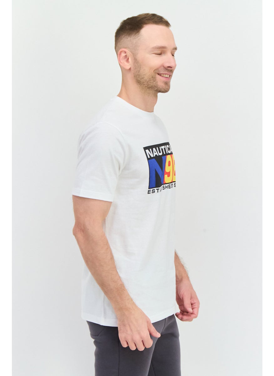 NAUTICA Men Crew Neck Short Sleeves Graphic Print T-Shirt, White Combo  - Image 2