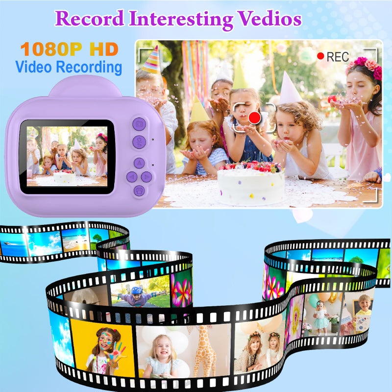 Trayoo Kids Camera Instant Print,Trayoo Kids Digital Camera Instant, Portable Kids Camera Christmas Birthday Girls for 3 4 5 6 7 8 9 10 Year Old (Purple) - Image 3
