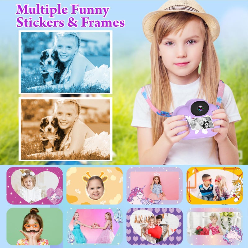Trayoo Kids Camera Instant Print,Trayoo Kids Digital Camera Instant, Portable Kids Camera Christmas Birthday Girls for 3 4 5 6 7 8 9 10 Year Old (Purple) - Image 4