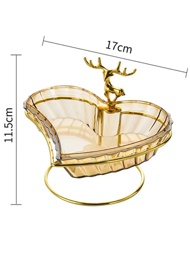 DubaiGallery Heart-Shaped Cookie & Nut Serving Plate with Gold Metal Base, for Fruit & Snack,Candy Plate Dish, Food Tray Container for Table Decor, Home Decor - Image 4