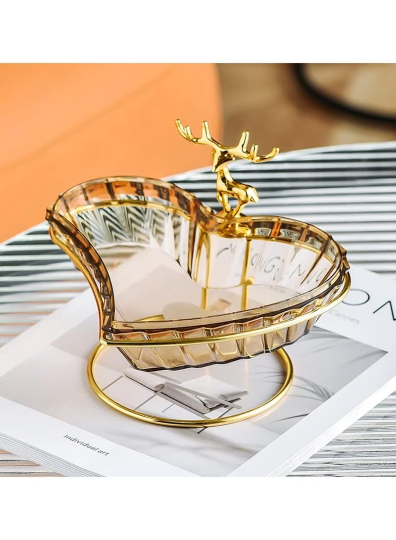 DubaiGallery Heart-Shaped Cookie & Nut Serving Plate with Gold Metal Base, for Fruit & Snack,Candy Plate Dish, Food Tray Container for Table Decor, Home Decor - Image 3