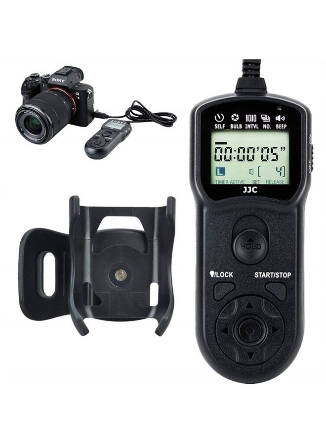JJC Wired Timer Remote Shutter Release Control & Clip Holder for Sony FX30 A6600 A6100 A7RV A7RIV A7RIII A7RII A7IV III II RX100 VII VI VA V IV III A6400 A6000 A6300 A6500 A7SII RX10III Replace RM-SPR1 - Image 1
