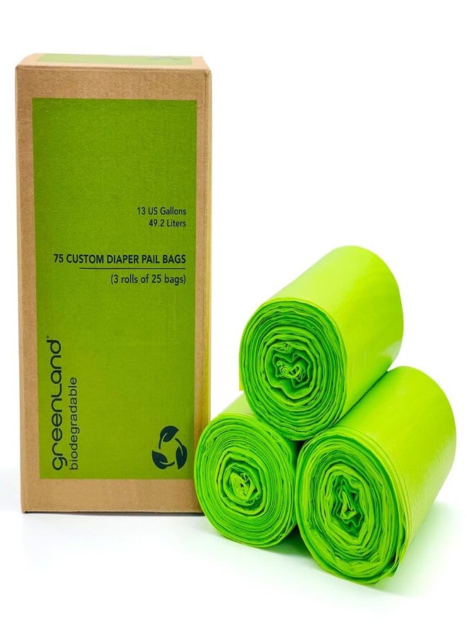 Greenland Biodegradable Diaper Pail Bags Compatible with Ubbi - Lemon Scented (75 Bags, 13 Gallons) - Image 1