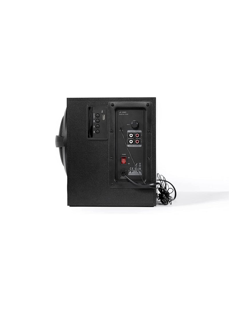 F&D - F&D A140X 74 W 2.1 Channel Bluetooth Multimedia Speakers with Subwoofer Satellite Speaker USB\ AUX\ Remote Control \ Digital FM (Black) - Image 1