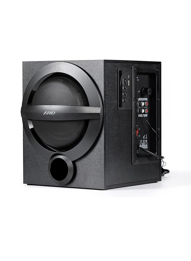 F&D - F&D A140X 74 W 2.1 Channel Bluetooth Multimedia Speakers with Subwoofer Satellite Speaker USB\ AUX\ Remote Control \ Digital FM (Black) - Image 1