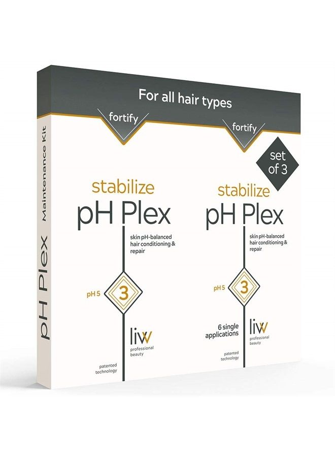 LIW pH Plex 3 Stabilize - Maintenance Kit, Fortifies the Effects of pH Plex 1 & 2 In-Between Color or Bleach Treatments, 3 Double Sachets of Step 3 - Image 1