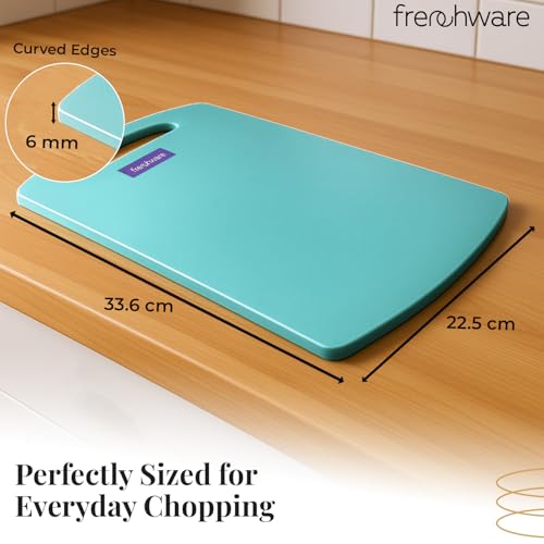 Frenchware Plastic Cutting-Chopping Board with Handle (Light Blue, Large) for Vegetable, Fruits, Premium-Grade Plastic, 100% Food Safe, BPA-Free, Dishwasher Safe, Microwave Safe, Anti Bacterial - Image 3