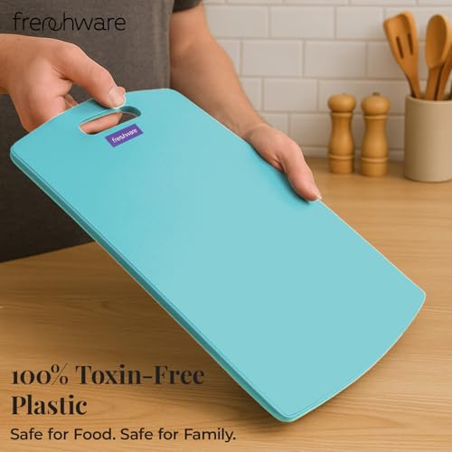 Frenchware Plastic Cutting-Chopping Board with Handle (Light Blue, Large) for Vegetable, Fruits, Premium-Grade Plastic, 100% Food Safe, BPA-Free, Dishwasher Safe, Microwave Safe, Anti Bacterial - Image 5