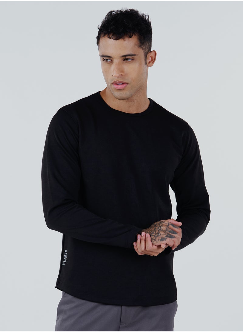 GENRLS Men's Classic Curve Hem T-shirt Black  - Image 1