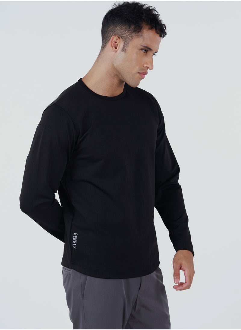 GENRLS Men's Classic Curve Hem T-shirt Black  - Image 3