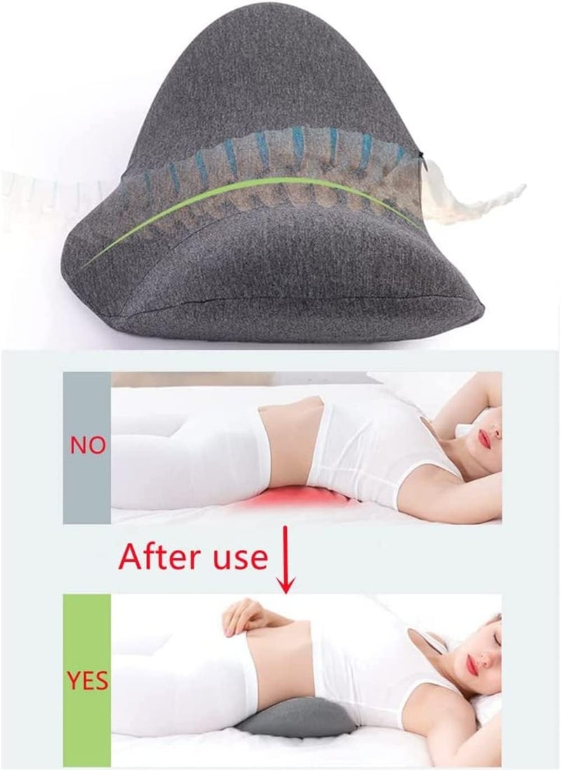 Luckam Memory Foam Lumbar Support Pillow for Back Pain Relief, Pregnancy Wedge Cushion, Comfortable Sleeping Waist Pillow for Spine Alignment - Image 3