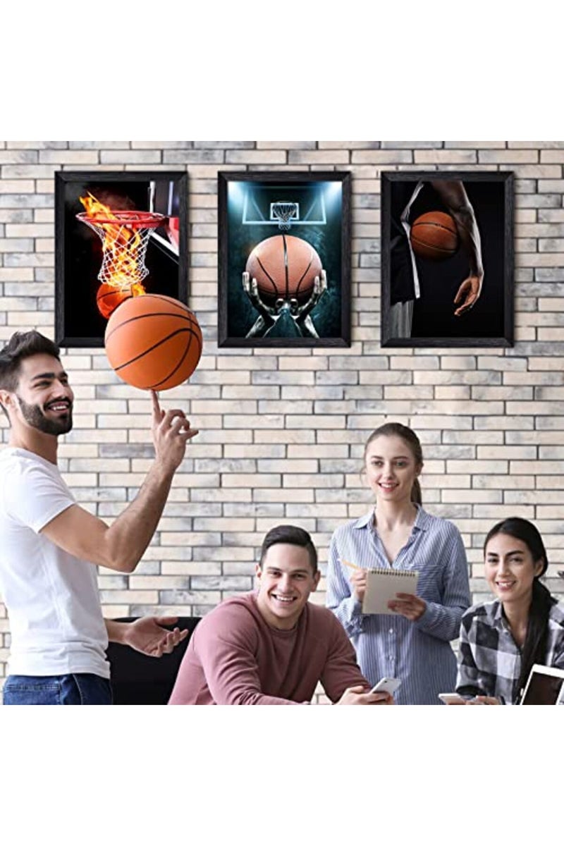 LIYAOLI Basketball Posters Framed Wall Art for Boys Bedroom Sports Posters 3 Panel 12 x 16 Inch Black And White Wall Art Decor - Image 3