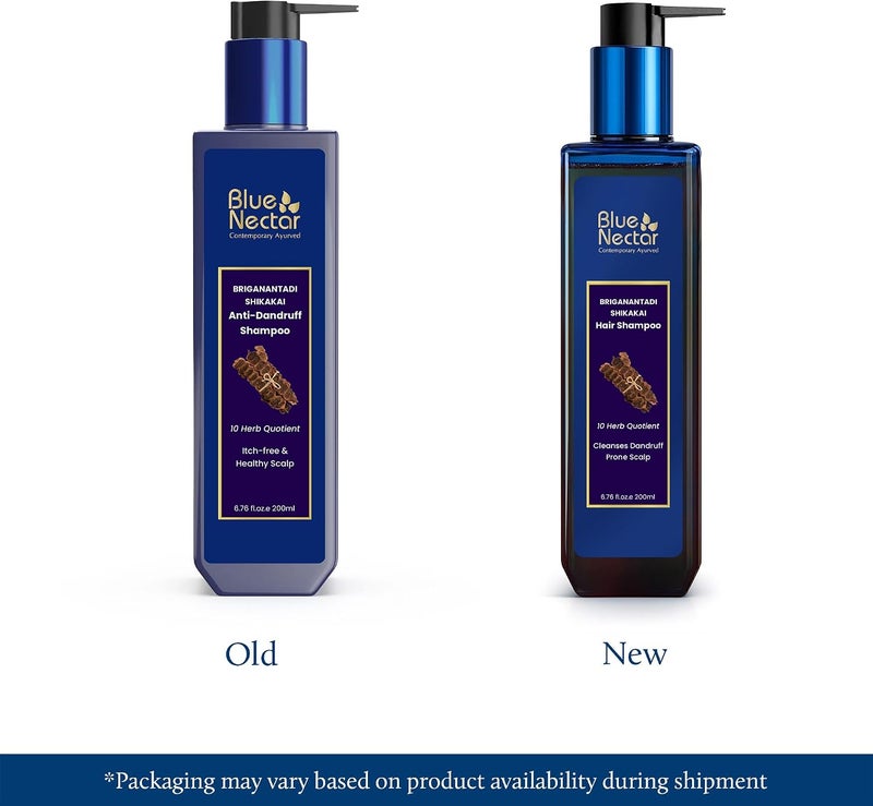 Blue Nectar Anti Dandruff and Healthy Scalp Hair Cleanser Shampoo with Bhringraj, Shikakai, Suitable for Colored Hair, Dry Frizzy Hair | Plant Based Alternate to Salicylic Acid (10 Herbs, 200 ml) - Image 2