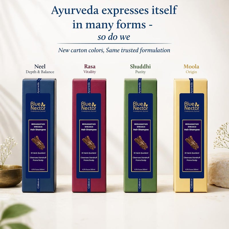 Blue Nectar Anti Dandruff and Healthy Scalp Hair Cleanser Shampoo with Bhringraj, Shikakai, Suitable for Colored Hair, Dry Frizzy Hair | Plant Based Alternate to Salicylic Acid (10 Herbs, 200 ml) - Image 3