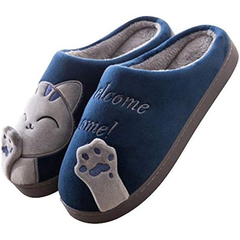 إسكدنيا شبشب شتوي لطيف بتصميم قطة من كليونت، حذاء مضاد للانزلاق للنساء والرجال