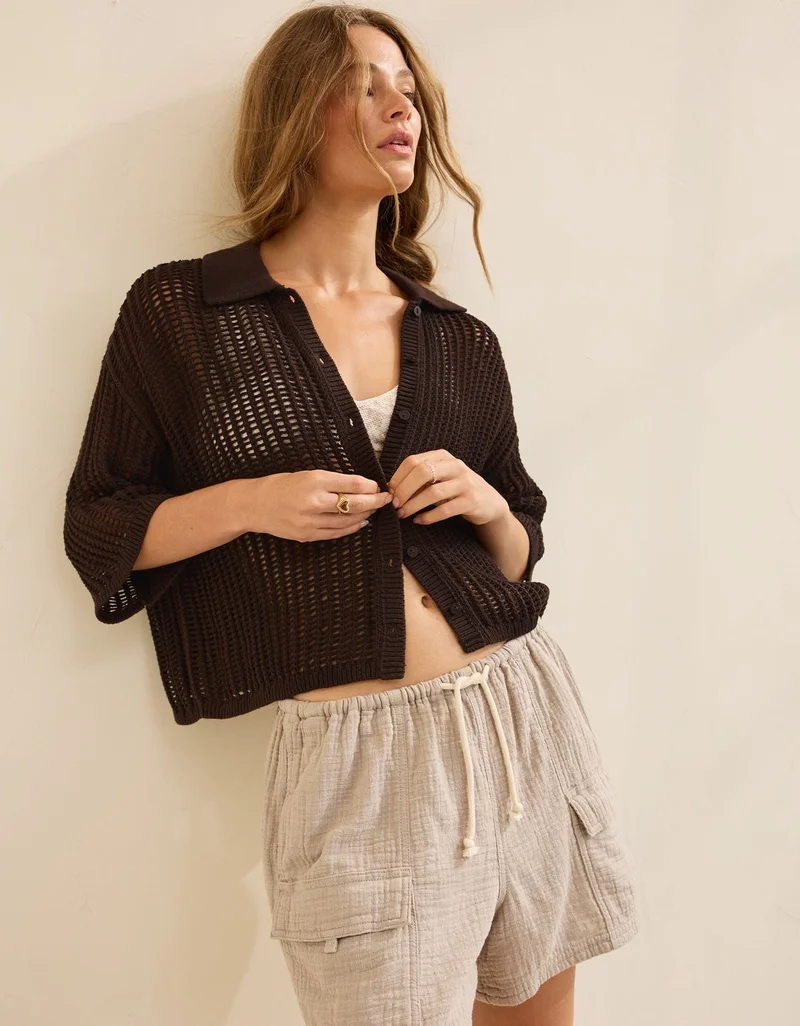 Aerie  Aerie Short Sleeve Polo Sweater for Women | Best Price UAE