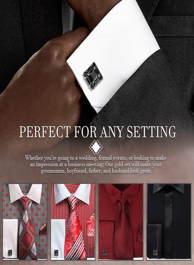 هاوسن أزرار أكمام لامعة لقميص رجالي أنيق أو بدلة، في علبة هدايا، تتناسق بسهولة مع ربطة عنق سادة بألوان الأحمر والأبيض والأسود والأزرق، من تصميم هاوسون. - Image 3