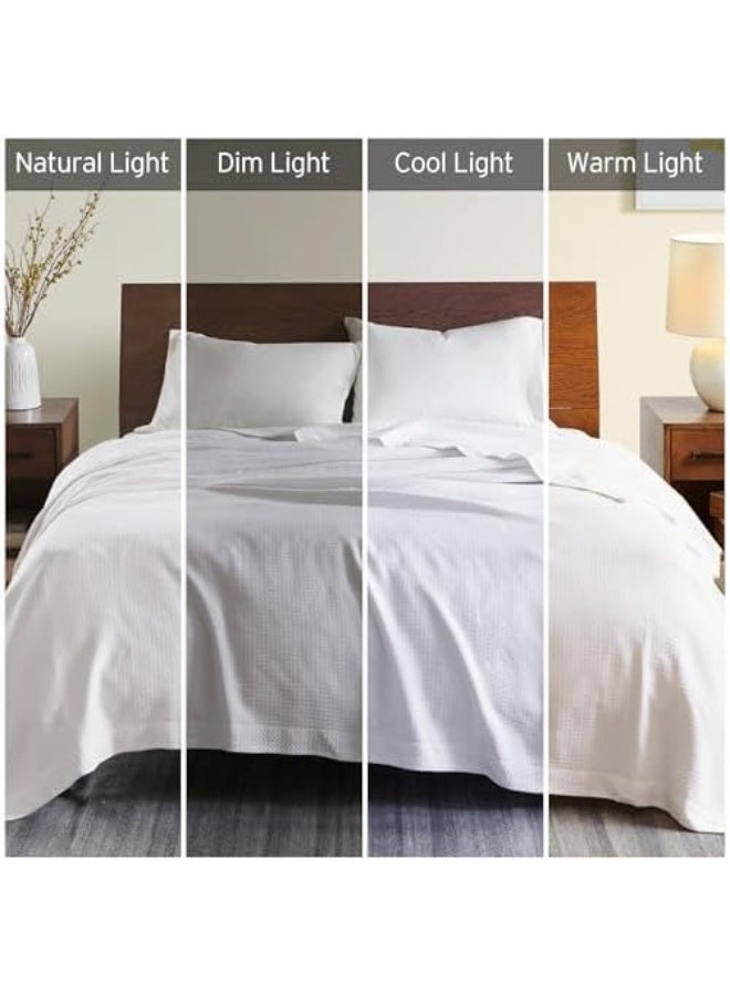madison park Madison Park Egyptian Cotton Luxury Blanket White 90x90 FullQueen Size Knit Premium Soft Cozy 100 Cerified Egyptian Cotton For Bed Couch or Sofa  - Image 3
