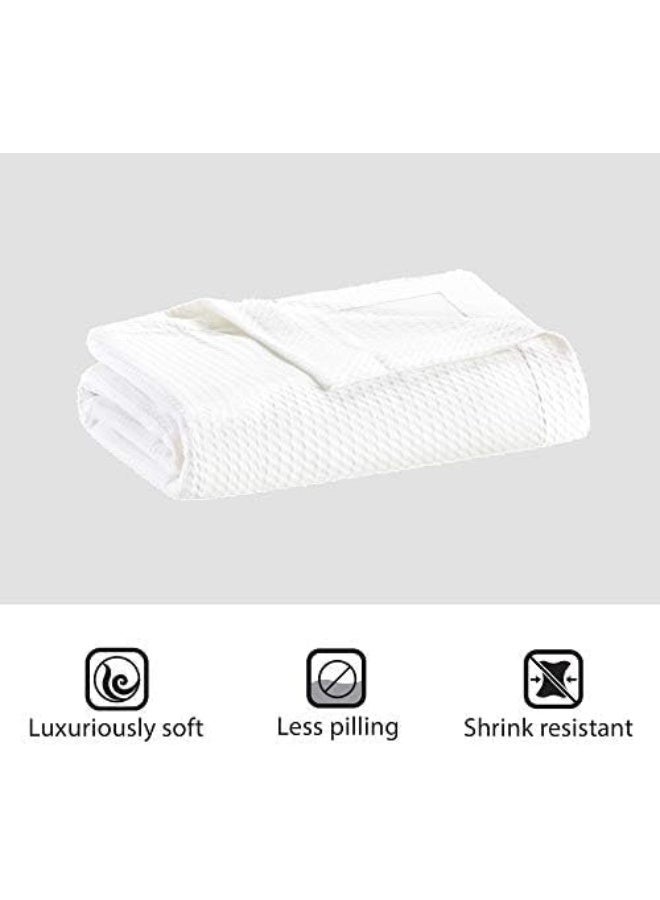 madison park Madison Park Egyptian Cotton Luxury Blanket White 90x90 FullQueen Size Knit Premium Soft Cozy 100 Cerified Egyptian Cotton For Bed Couch or Sofa  - Image 5