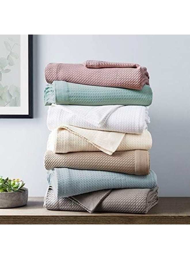 madison park Madison Park Egyptian Cotton Luxury Blanket White 90x90 FullQueen Size Knit Premium Soft Cozy 100 Cerified Egyptian Cotton For Bed Couch or Sofa  - Image 4