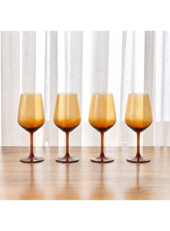 DANUBE HOME Rakle Stem Glass Set 4Pc 490ml Wine Juice Elegant Glasses