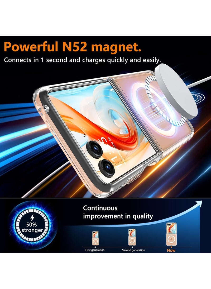 general Magnetic Case Compatible with Motorola Razr 50 Ultra, Transparent Hard PC Shockproof Yellowing Anti-Scratch Cover For Razr 50 Ultra - Image 3