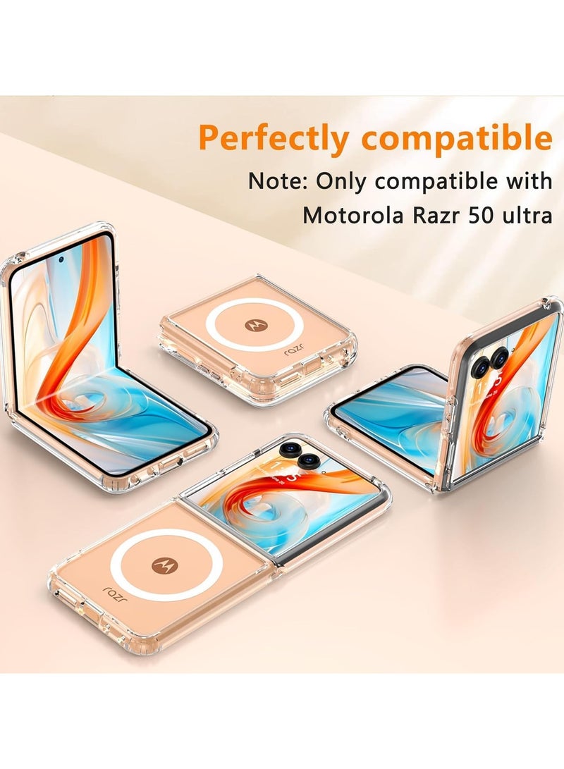 general Magnetic Case Compatible with Motorola Razr 50 Ultra, Transparent Hard PC Shockproof Yellowing Anti-Scratch Cover For Razr 50 Ultra - Image 4