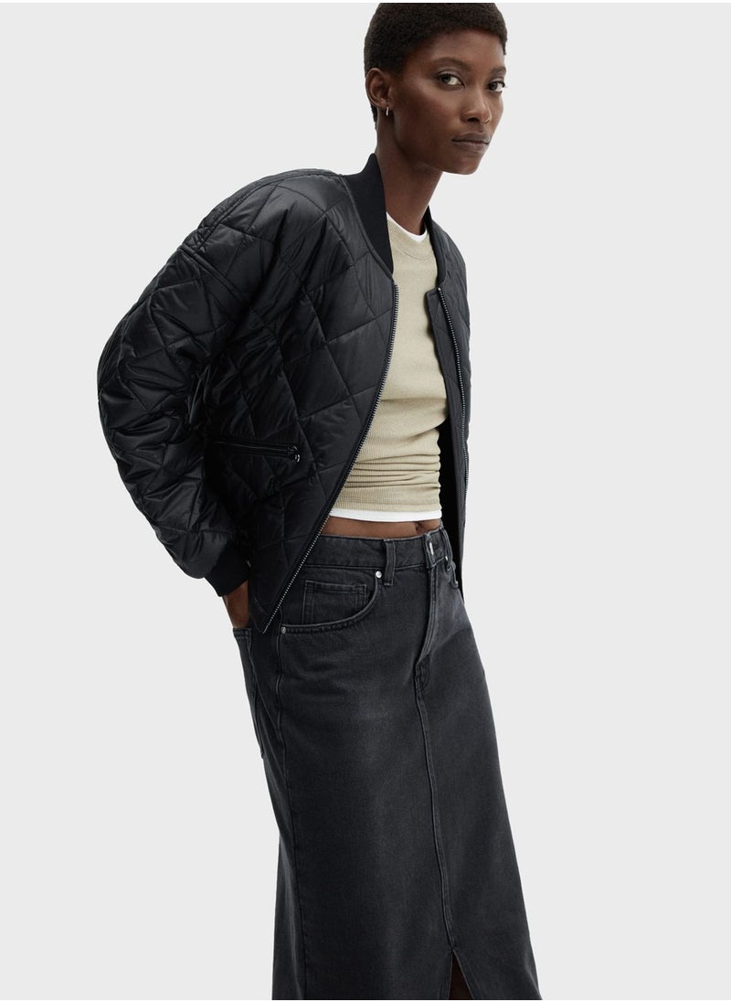 MANGO - Knitted Puffer Bomber Jacket - Image 1