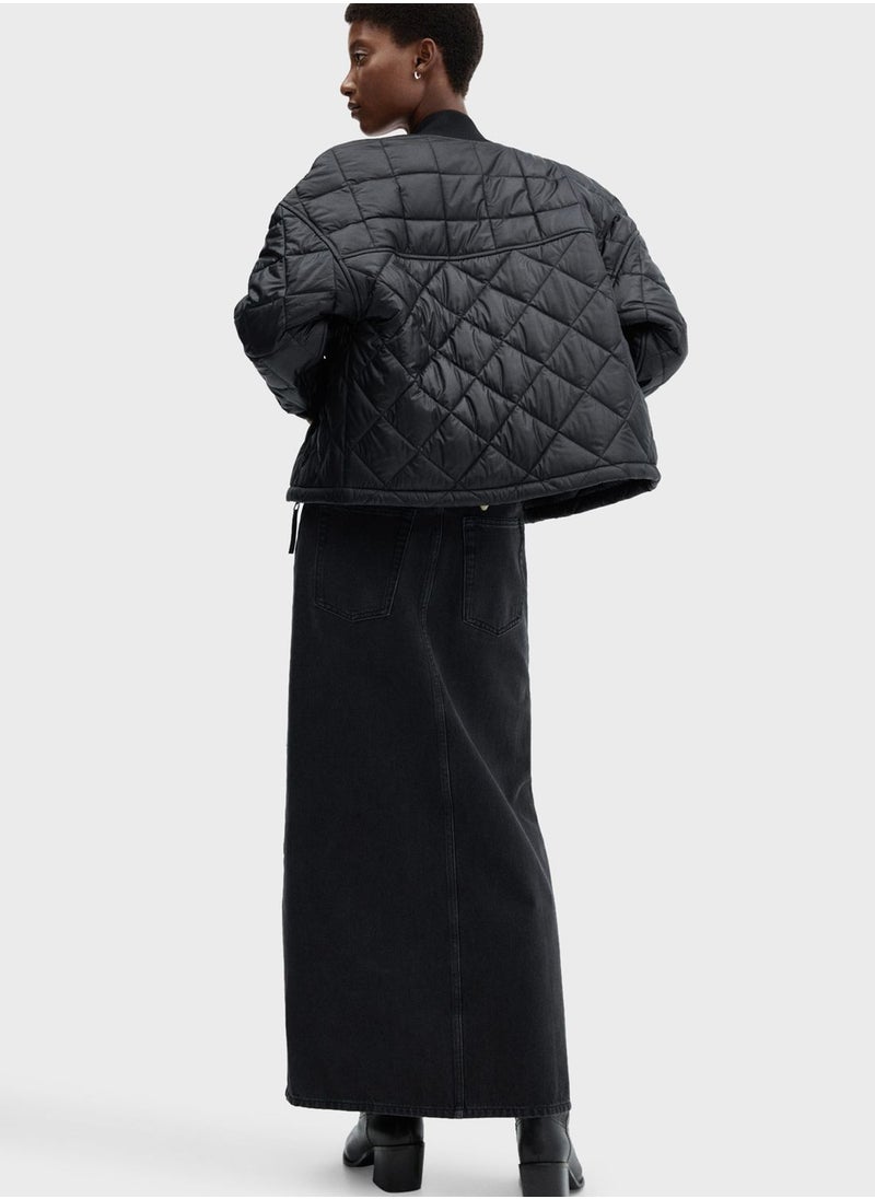 MANGO - Knitted Puffer Bomber Jacket - Image 1