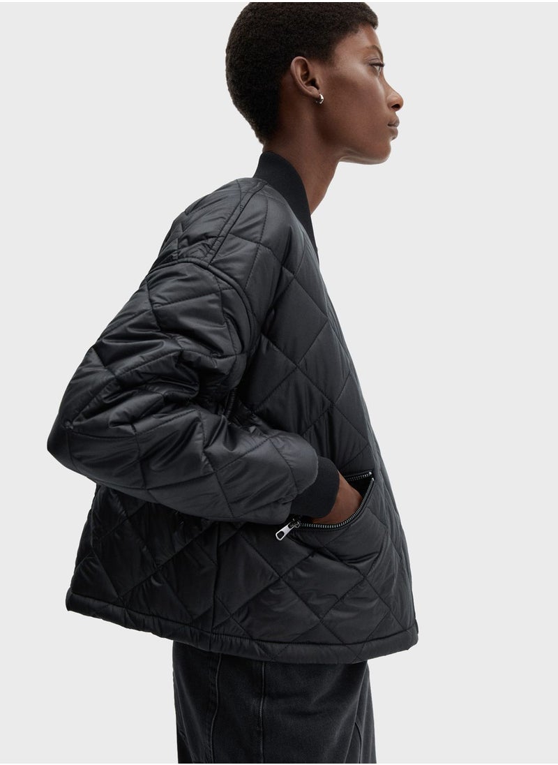 MANGO - Knitted Puffer Bomber Jacket - Image 1