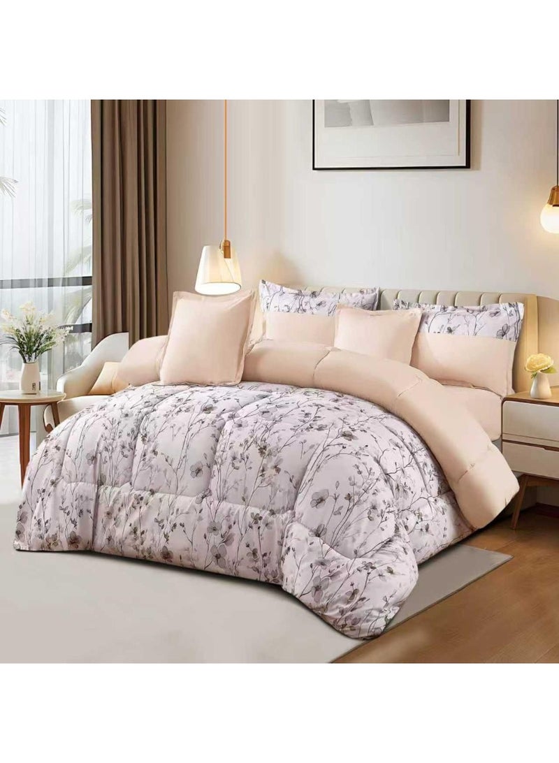 Floral bedspread for two people (6 pieces) with modern designs and harmonious colors