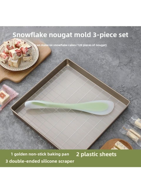 Snowflake Crisp Nougat Mold Plate Handmade Diy Suit Non-stick Cooling Shaping Square Plate Full Set Baking-Specifications: Special For Snowflake Crisp Nougat-Color:See Figure