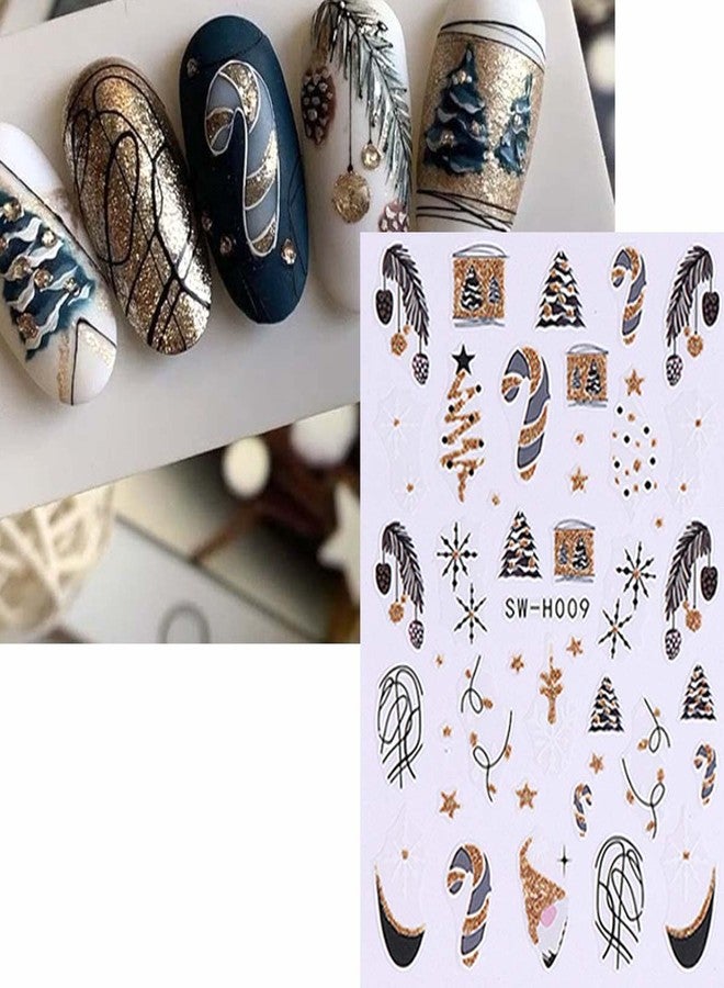 SWEET TREND Christmas Nail Art Stickers Set - 9 Sheets Santa Reindeer Snowman Gingerbread Snowflake Designs - Winter Self Adhesive Nail Decals DIY Manicure Decoration for Women Home or Salon - Image 3