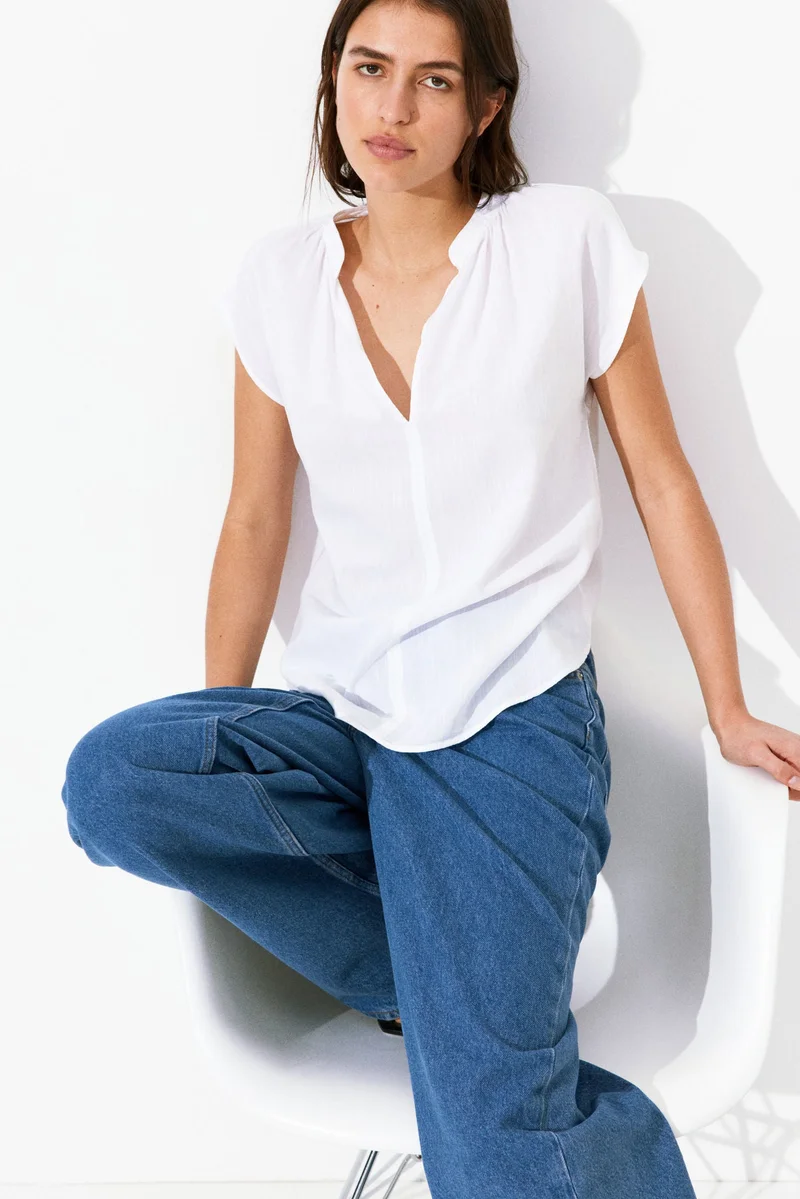 H&M Band-collar blouse