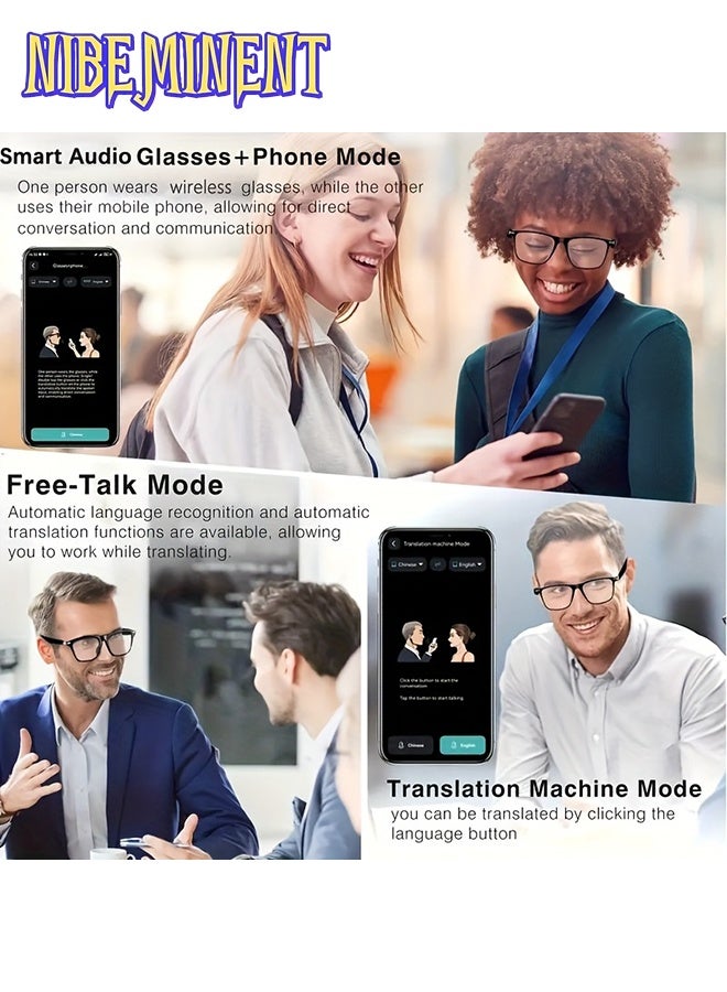 NIBEMINENT AI Smart Glasses, Supports 160 Languages Real-Time Translation, Chat GPT System, New Multifunctional Audio Glasses for Men and Women with Built-in Microphone and Speaker, High Definition Voice Calls and HIFI Music Quality, Music Playback and Hands-Free Calls, Physical Color Changing Lenses, High-Quality, Suitable for Comfortable Cycling, Safe Driving, Fun Fishing, Casual Travel, and Everyday Office Wear, Holiday Gift - Image 5