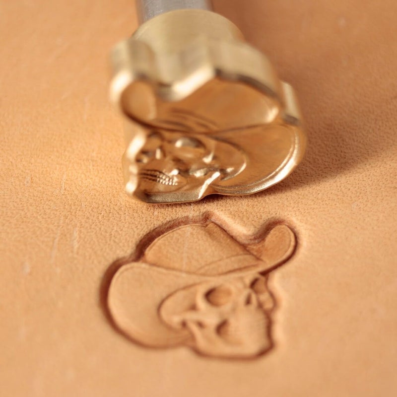 DandS ltd Leather Stamp Tool,Skull with Hat, Professional Steel Craft Tool for Leatherworking, Embossing, Carving & Stamping Leather Projects, Belts Wallets & DIY Projects Compatible with Mallet #358B - Image 1