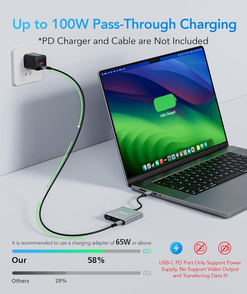 Aceele USB C to HDMI Adapter, USB C Hub with 100W PD 2.0, USB-A 3.0 Data Port, 4K HDMI Output Port, Type C Multiport AV Converter for MacBook Pro/Air, iPad, Tablets, Switch, TV, Monitor and More - Image 4