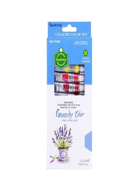 Keep Smiling Gouache Color Set - 12 Ml - 12 Colors &1 Brush
