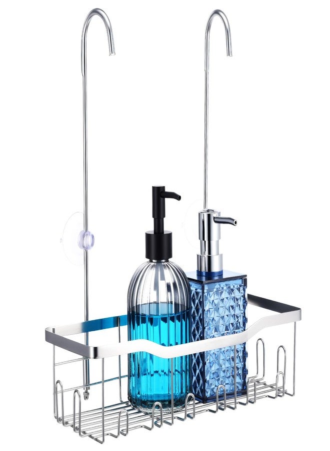 Dimeho Hanging Shower Organizer, No Drilling Showers Caddy Hanging Stainless Steel Shower Rack with Hooks Showers Caddy Rustproof Over the Door for Bathroom Towels Sponge - Image 1