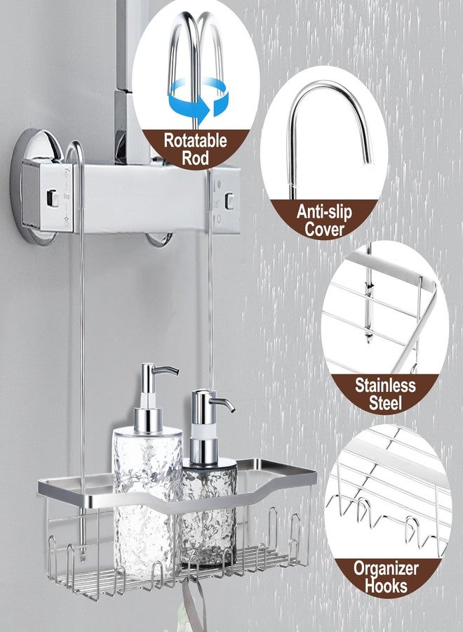 Dimeho Hanging Shower Organizer, No Drilling Showers Caddy Hanging Stainless Steel Shower Rack with Hooks Showers Caddy Rustproof Over the Door for Bathroom Towels Sponge - Image 4
