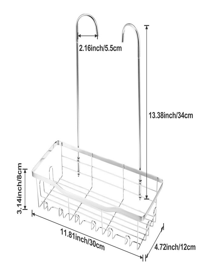 Dimeho Hanging Shower Organizer, No Drilling Showers Caddy Hanging Stainless Steel Shower Rack with Hooks Showers Caddy Rustproof Over the Door for Bathroom Towels Sponge - Image 2