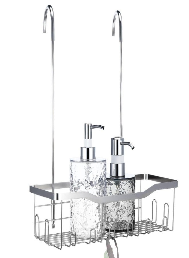 Dimeho Hanging Shower Organizer, No Drilling Showers Caddy Hanging Stainless Steel Shower Rack with Hooks Showers Caddy Rustproof Over the Door for Bathroom Towels Sponge - Image 3