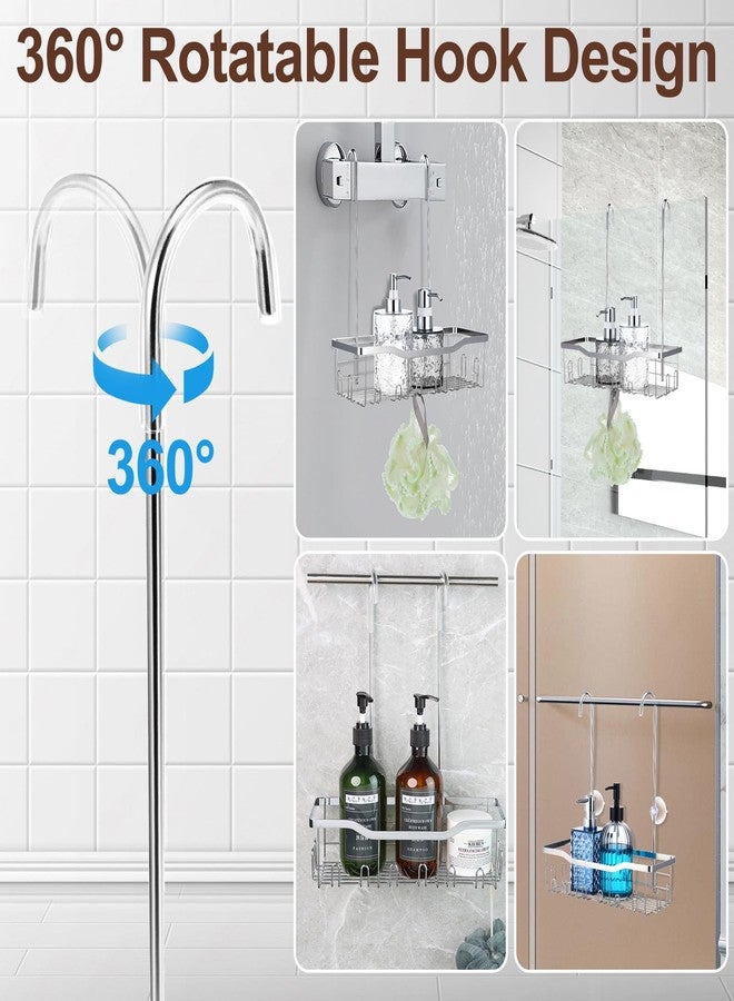 Dimeho Hanging Shower Organizer, No Drilling Showers Caddy Hanging Stainless Steel Shower Rack with Hooks Showers Caddy Rustproof Over the Door for Bathroom Towels Sponge - Image 5