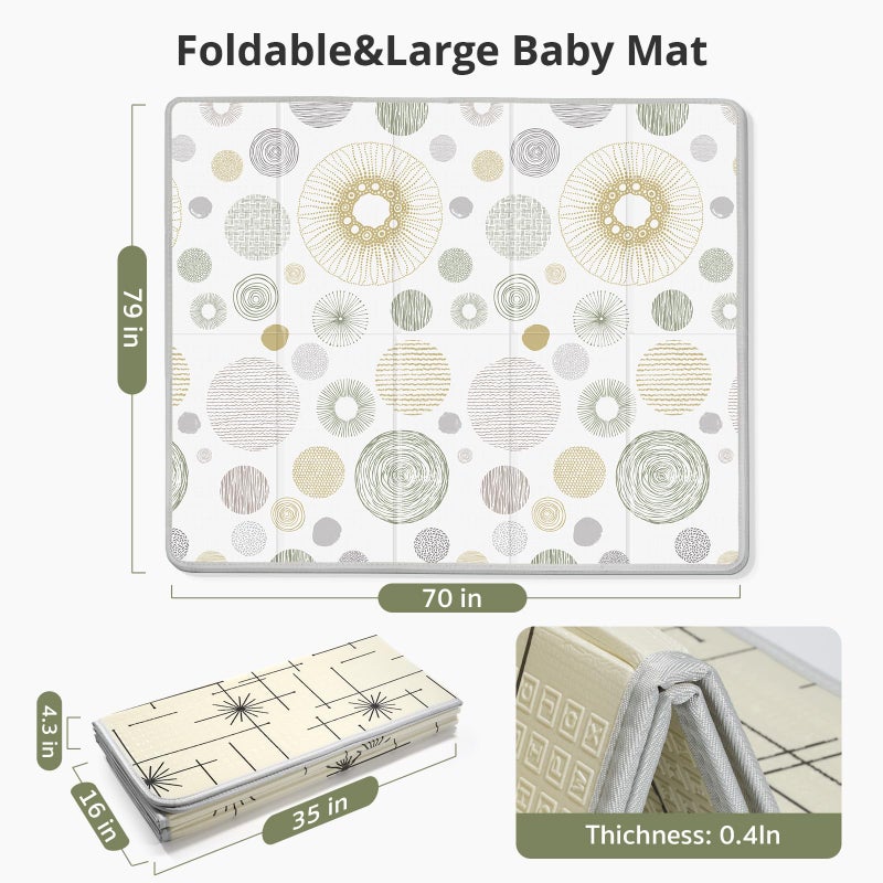 PIGLOG Extra Large Baby Play Mat 79x70, Foldable Baby Play Mat for Floor, Waterproof, Safe & Thick Playmats for Babies and Toddlers, Non-Slip Backing Safe for Crawling&Tummy Time, Indoor & Outdoor Use - Image 3