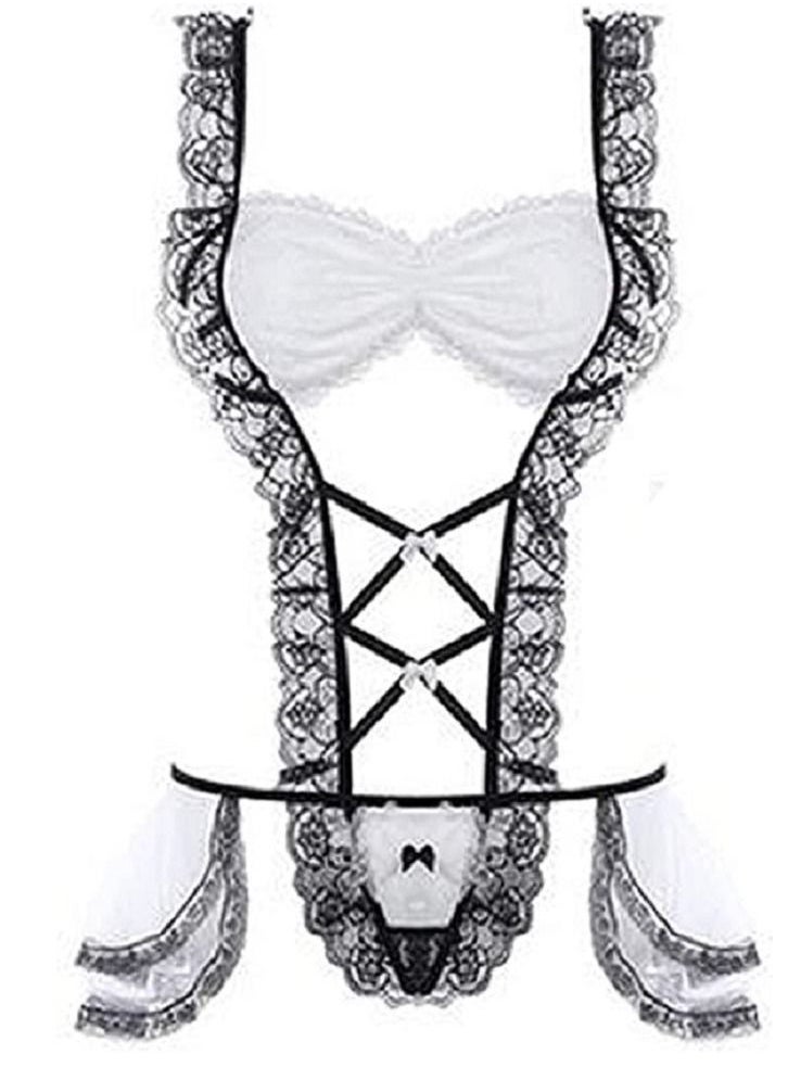 Generic - Classic Servant Maid Role Play Costumes Perspective Lace Outfit Lingerie Sets - Image 1