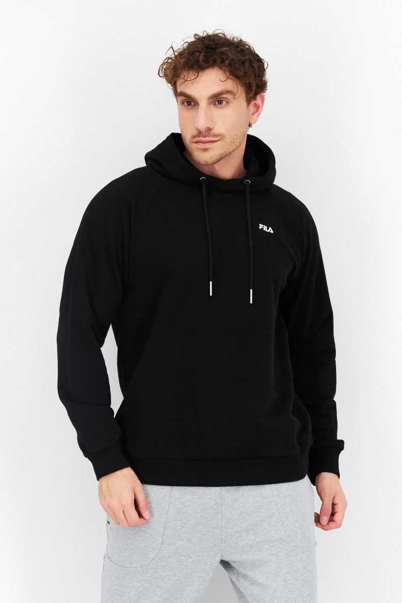 FILA هودي رياضي للرجال بشعار العلامة التجارية، أسود - Image 1
