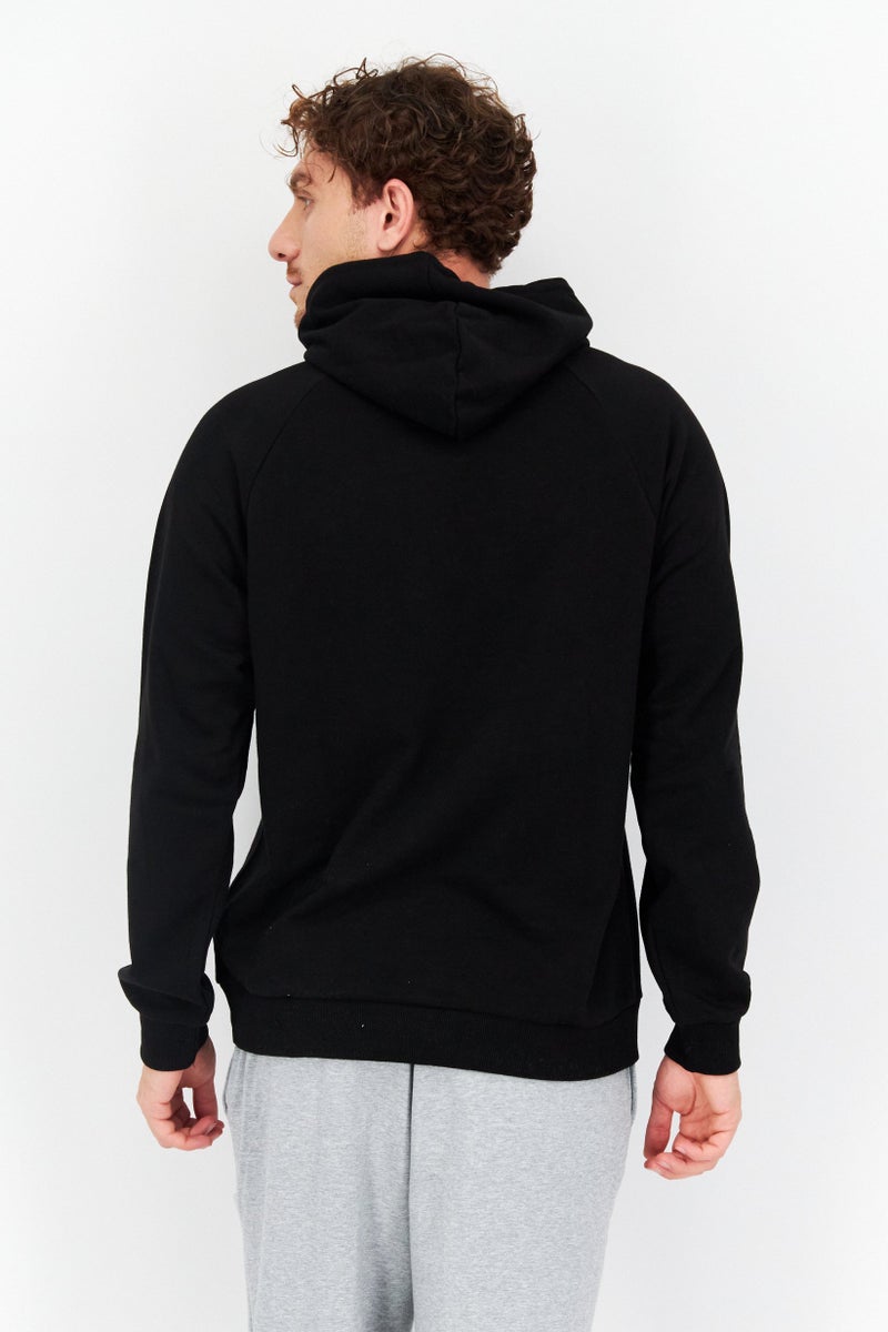 FILA هودي رياضي للرجال بشعار العلامة التجارية، أسود - Image 3