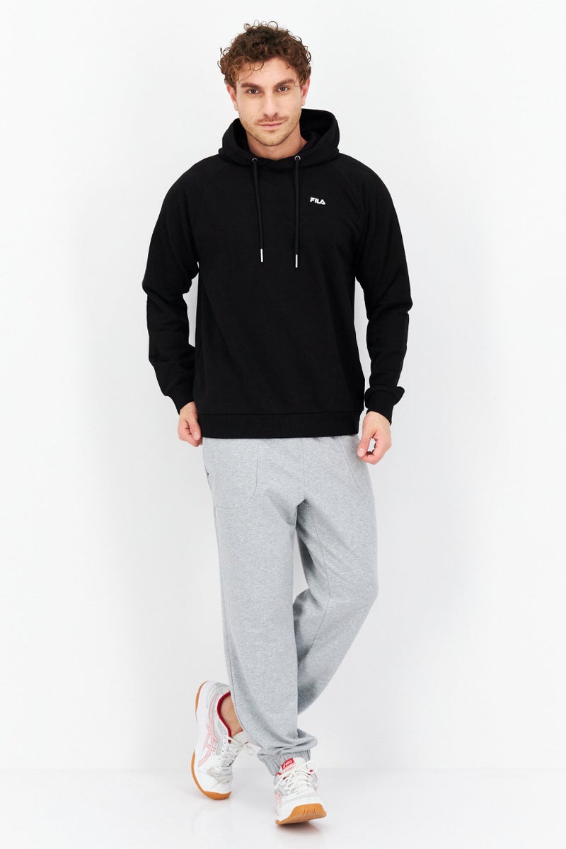 FILA هودي رياضي للرجال بشعار العلامة التجارية، أسود - Image 2