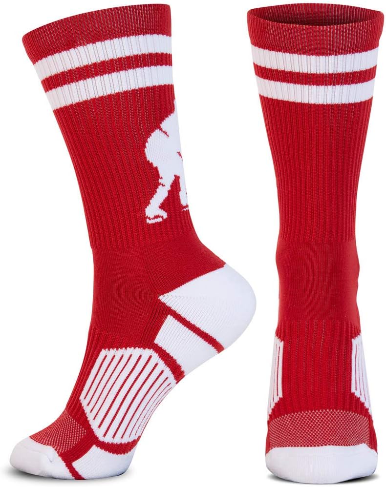 ChalkTalkSPORTS Hockey Half Cushioned Crew Socks in Red and White - Image 2