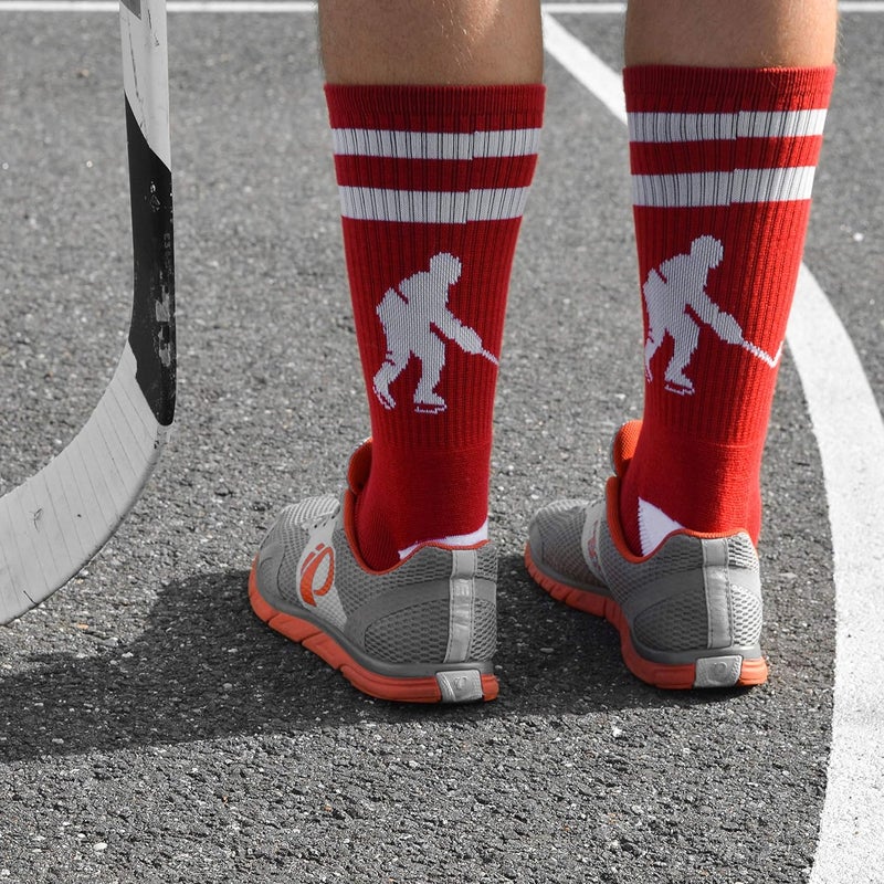 ChalkTalkSPORTS Hockey Half Cushioned Crew Socks in Red and White - Image 4